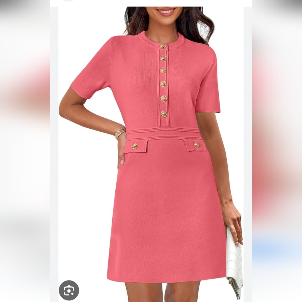 Elegant Pink Dress with Gold Accents